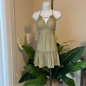 Sage green halter peasant mini sundress